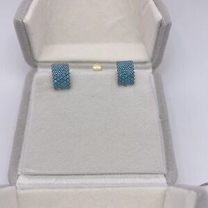 Sleeping Beauty Turquoise Silver Hoop Earrings